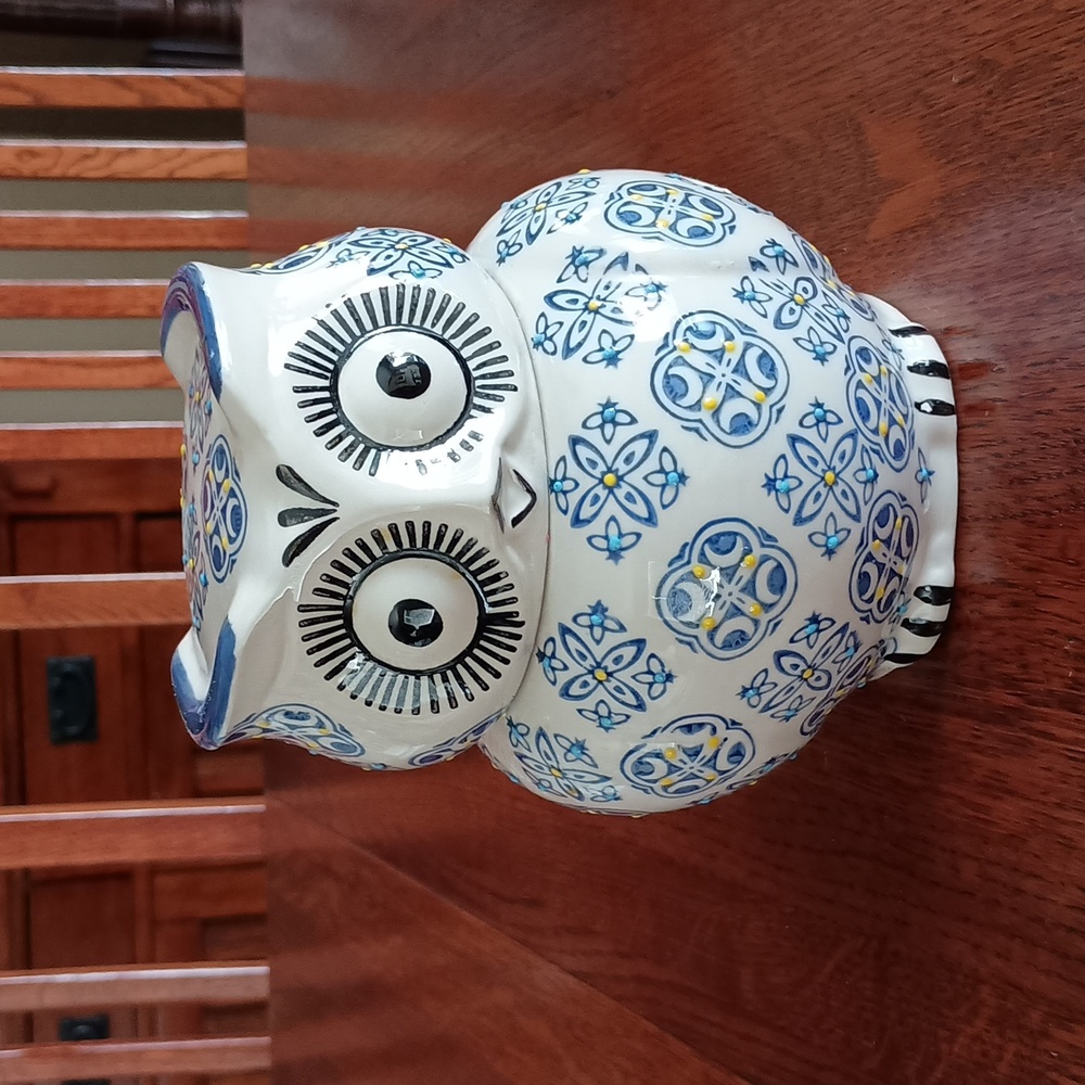 Royal Stoneware Owl Ginger Jar Canister b550